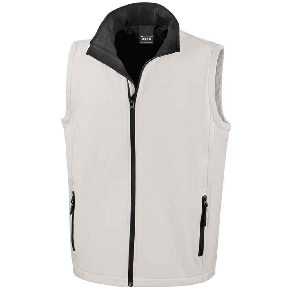 Result Mens Core Printable Soft Shell Bodywarmer / White/Black